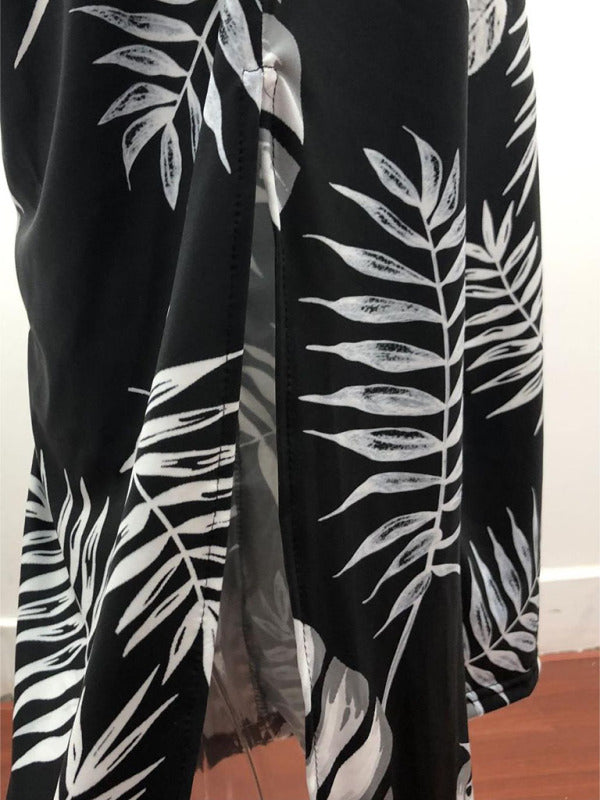 Women's Irregular Printed Halter Neck Jumpsuit - Rokkaku 18 online shop