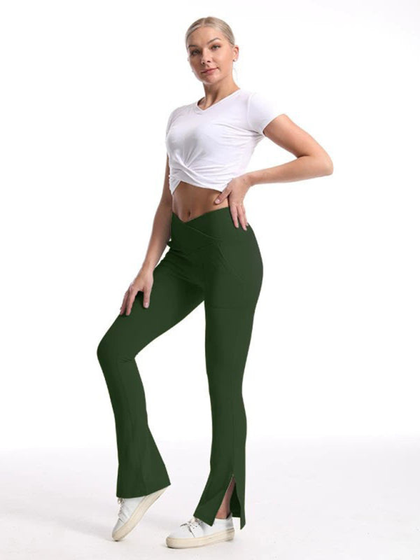 Slit Micro High Waist Elastic Hip Lifting Abdomen Dance Casual Sports Trousers - Rokkaku 18 online shop