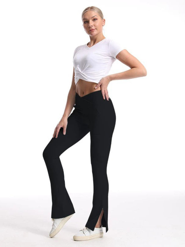 Slit Micro High Waist Elastic Hip Lifting Abdomen Dance Casual Sports Trousers - Rokkaku 18 online shop