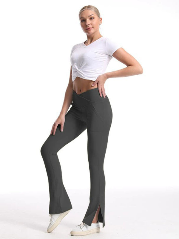 Slit Micro High Waist Elastic Hip Lifting Abdomen Dance Casual Sports Trousers - Rokkaku 18 online shop