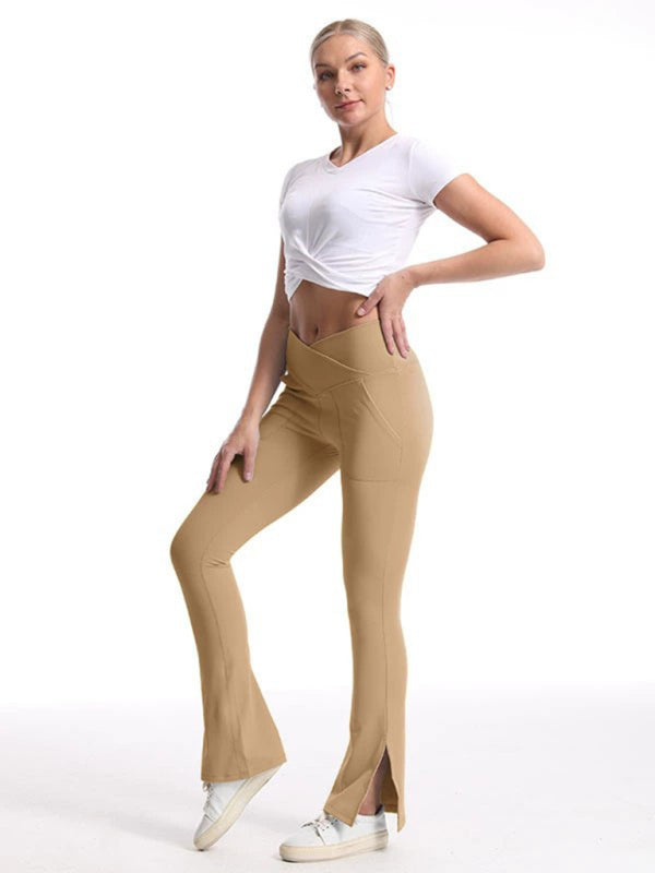 Slit Micro High Waist Elastic Hip Lifting Abdomen Dance Casual Sports Trousers - Rokkaku 18 online shop