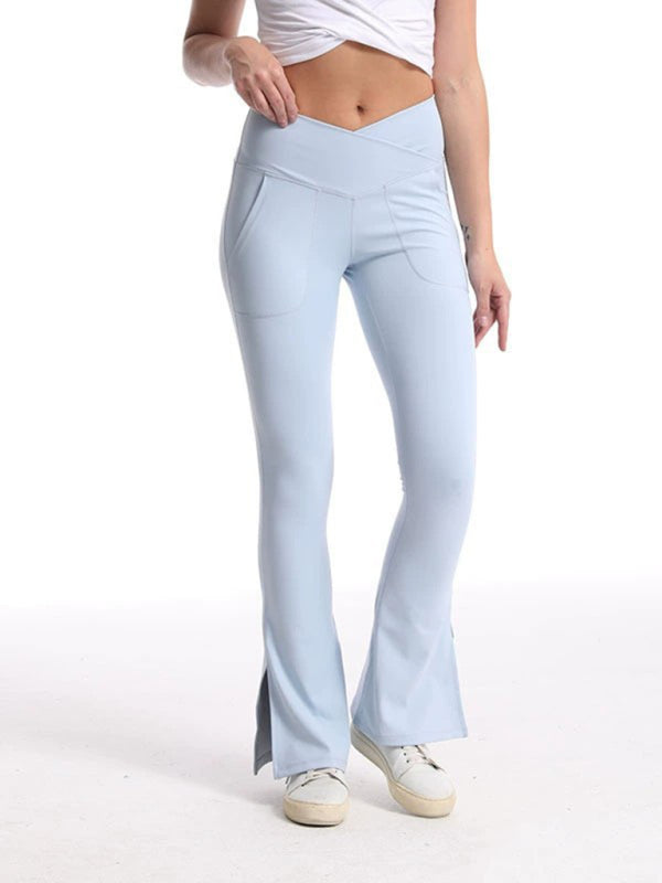 Slit Micro High Waist Elastic Hip Lifting Abdomen Dance Casual Sports Trousers - Rokkaku 18 online shop