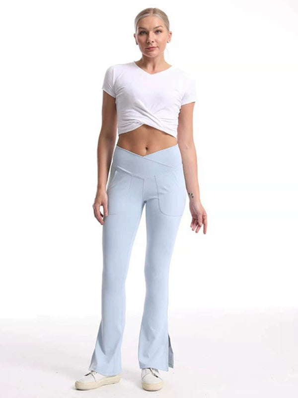 Slit Micro High Waist Elastic Hip Lifting Abdomen Dance Casual Sports Trousers - Rokkaku 18 online shop