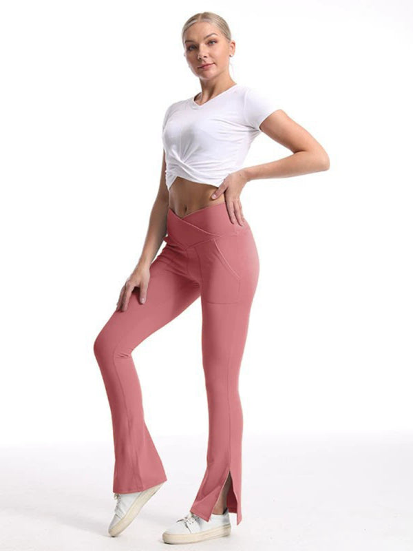 Slit Micro High Waist Elastic Hip Lifting Abdomen Dance Casual Sports Trousers - Rokkaku 18 online shop