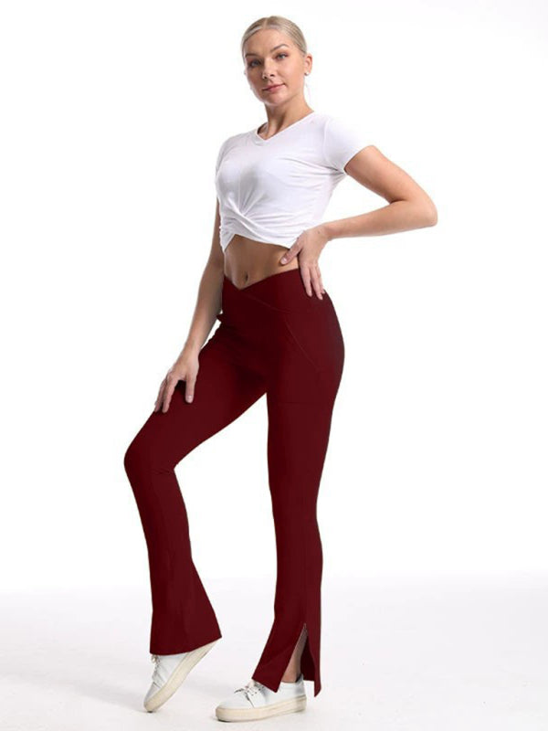 Slit Micro High Waist Elastic Hip Lifting Abdomen Dance Casual Sports Trousers - Rokkaku 18 online shop