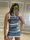 New geometric wave sexy slim sleeveless knitted sweater dress