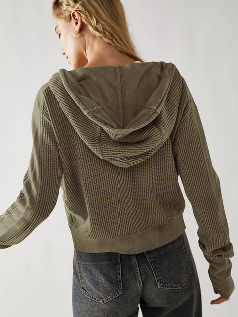 Women Spring-Summer Lightweight Woven Jacket with Slant Pockets