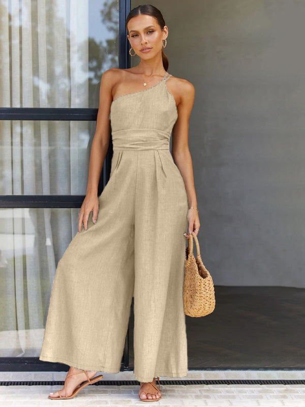 New casual, comfortable and refreshing sleeveless waistless backless loose wide-leg jumpsuit - Rokkaku 18 online shop