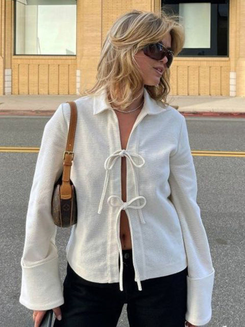 Women's sexy little jacket with lace-up placket and single wear