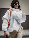 New women's sweater pullover fluffy long sleeve turtleneck sweater