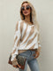 Women's Striped Fashionable Knitted Pullover Sweater