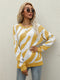 Women's Striped Fashionable Knitted Pullover Sweater