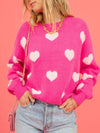 Women's Heart Valentine's Day Round Neck Pullover Sweater