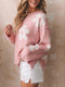 Women's Drop Shoulder Floral Pearl Loose Sweater