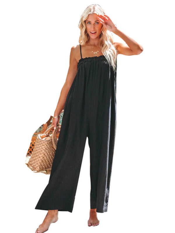 New loose high-waisted wide-leg fashion suspender jumpsuit - Rokkaku 18 online shop