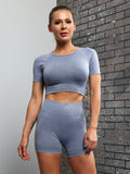 New multi-color yoga sports short-sleeved shorts set - Rokkaku 18 online shop