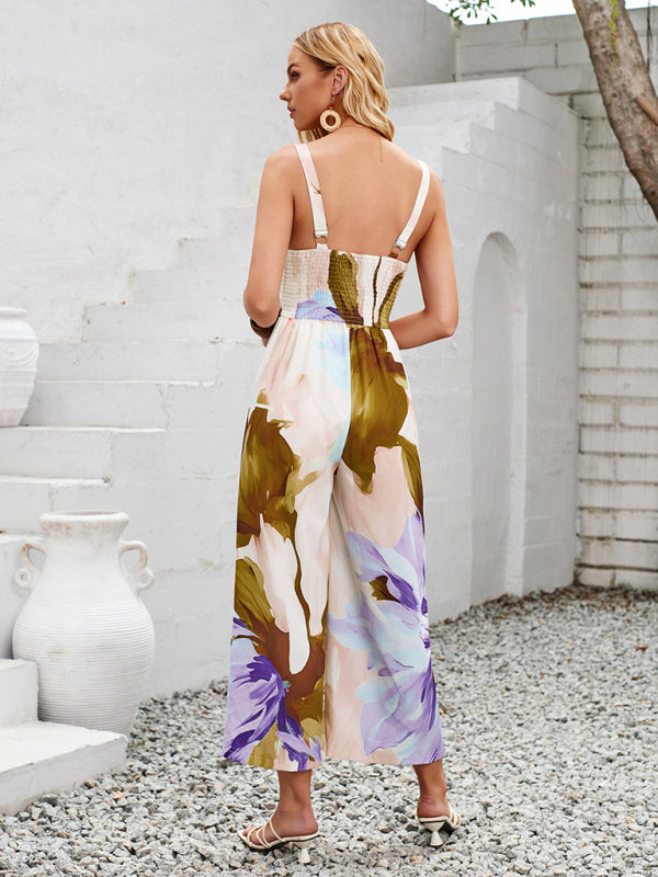 New printed shoulder strap hollow jumpsuit - Rokkaku 18 online shop