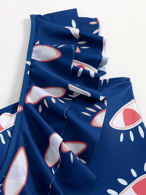 New ruffled devil's eye one-piece swimsuit/split bikini set