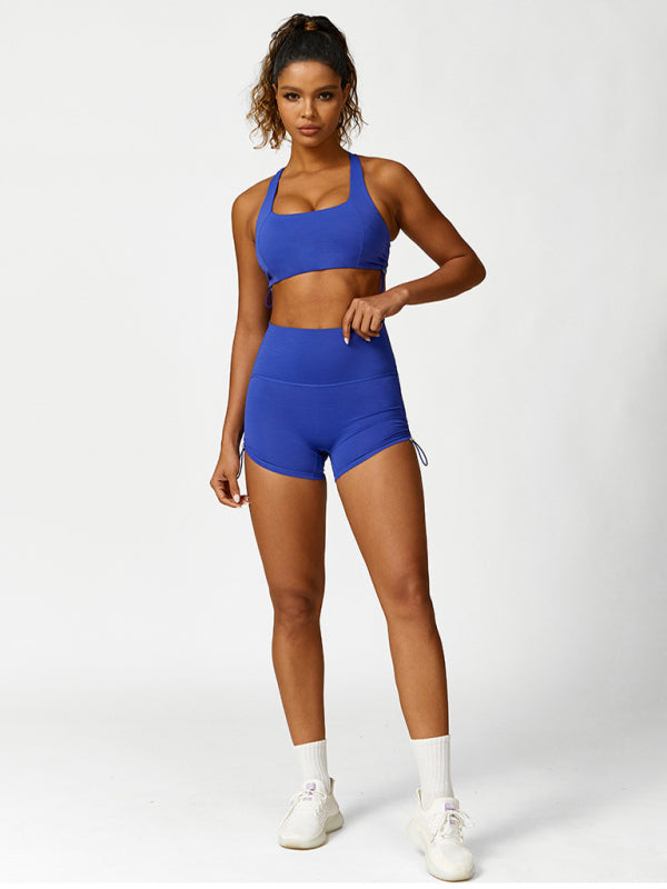 New drawstring yoga wear breathable solid color yoga bra - Rokkaku 18 online shop