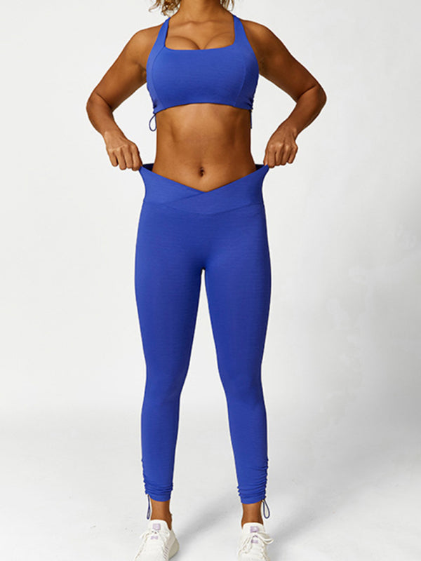 New drawstring yoga wear breathable solid color yoga bra - Rokkaku 18 online shop