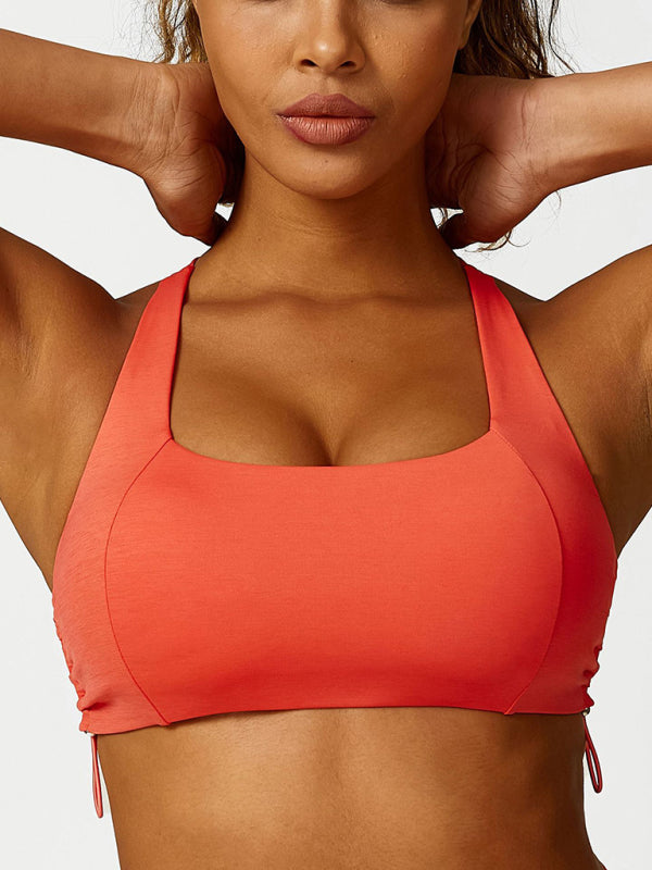 New drawstring yoga wear breathable solid color yoga bra - Rokkaku 18 online shop