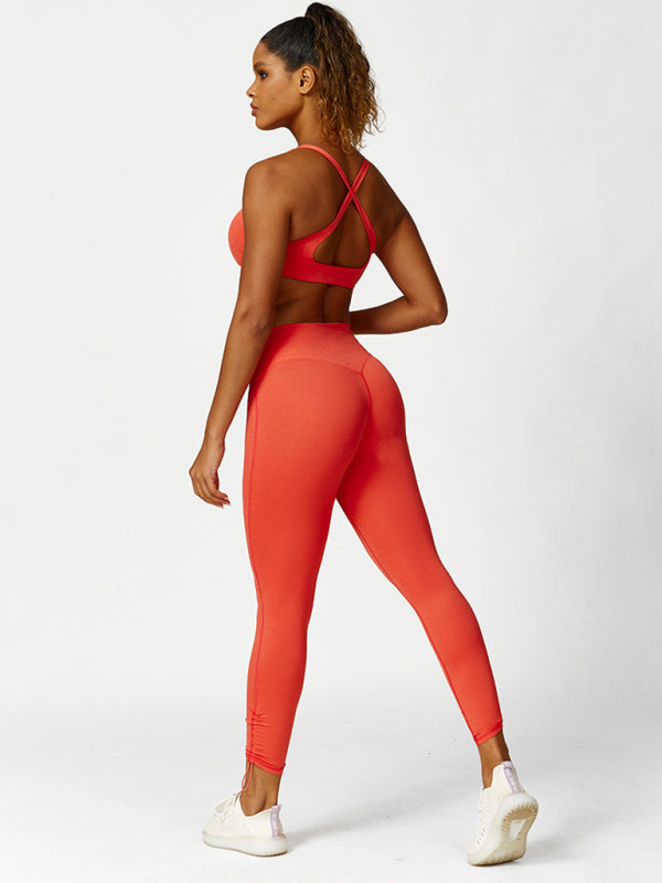 New drawstring yoga wear breathable solid color yoga bra - Rokkaku 18 online shop
