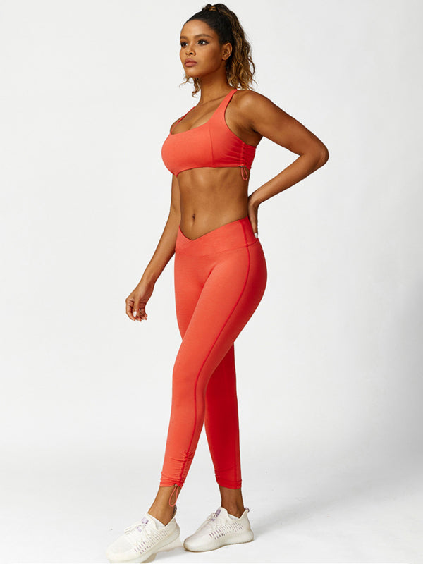 New drawstring yoga wear breathable solid color yoga bra - Rokkaku 18 online shop