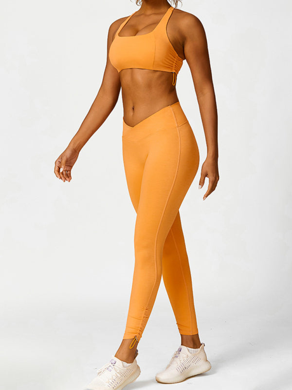 New drawstring yoga wear breathable solid color yoga bra - Rokkaku 18 online shop