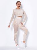 Seamless tight striped long-sleeved pants quick-drying yoga wear sportswear set - Rokkaku 18 online shop