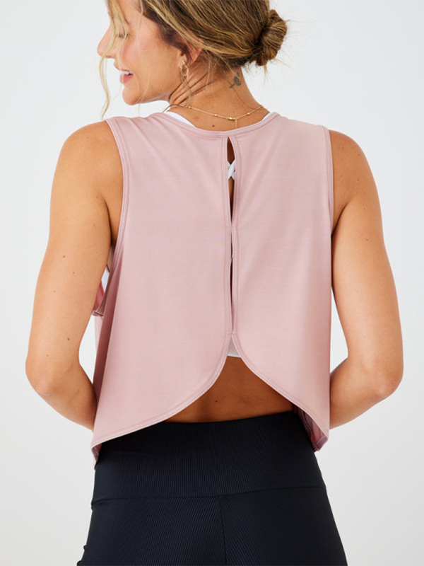 Yoga vest hollow beautiful back sports cover-up fitness casual all-match top - Rokkaku 18 online shop
