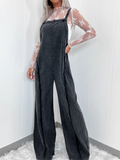 Vintage washed raw edge wide leg jumpsuit loose overalls - Rokkaku 18 online shop