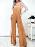 Vintage washed raw edge wide leg jumpsuit loose overalls - Rokkaku 18 online shop