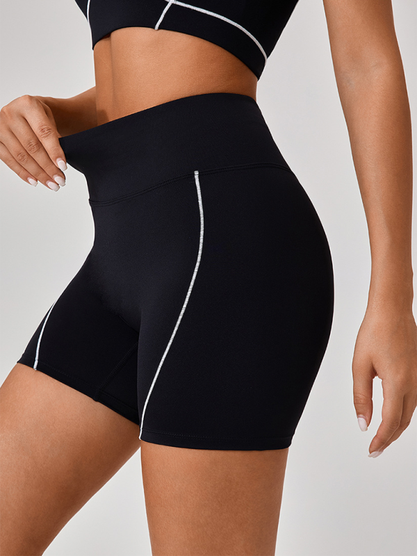 Skinny outdoor sports spaghetti strap contrast color suspender bra + shorts Yoga suit - Rokkaku 18 online shop