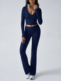 Yoga Wear Slim Fit Sports Knit Long Sleeve Pants Two-Piece Set - Rokkaku 18 online shop