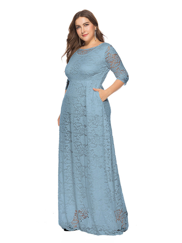 Plus size women's new elegant lace dress