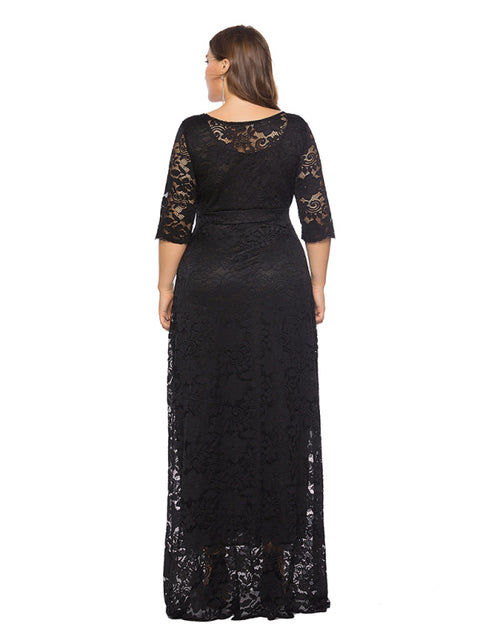 Plus size women's new elegant lace dress