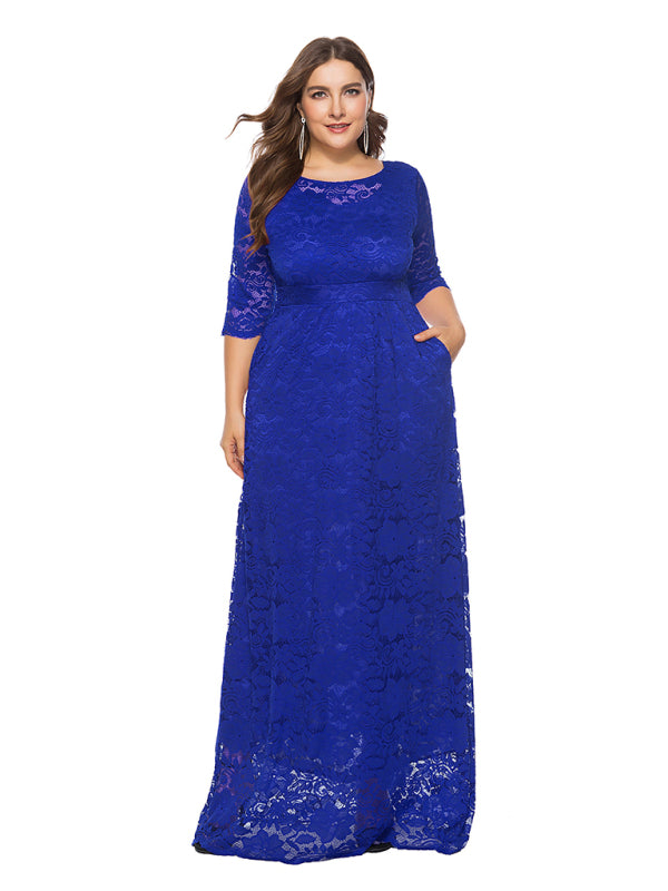 Plus size women's new elegant lace dress