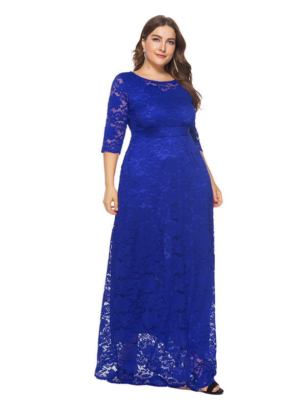 Plus size women's new elegant lace dress