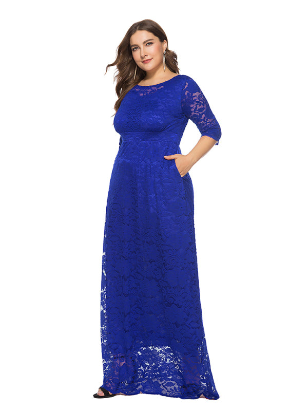 Plus size women's new elegant lace dress