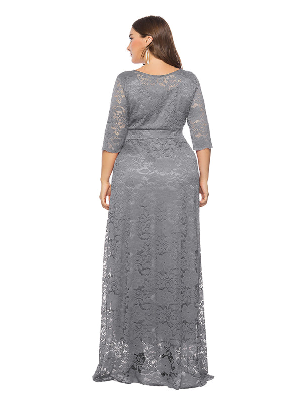 Plus size women's new elegant lace dress