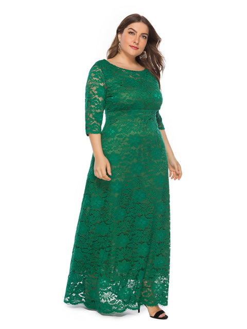 Plus size women's new elegant lace dress