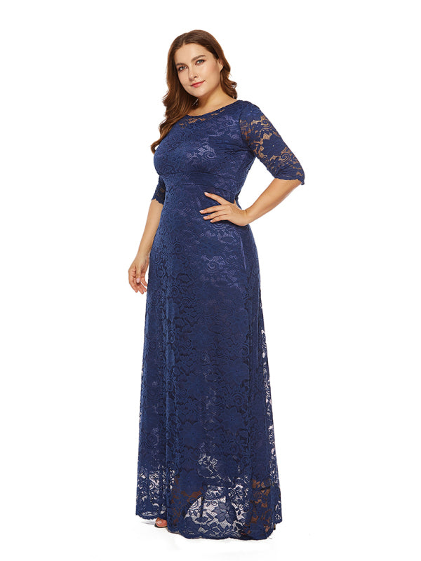 Plus size women's new elegant lace dress
