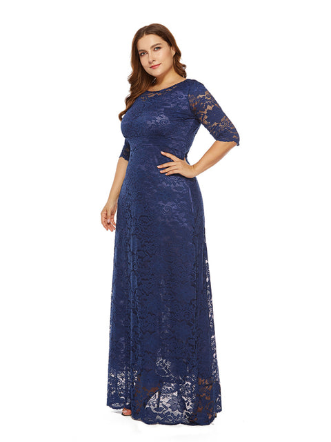 Plus size women's new elegant lace dress