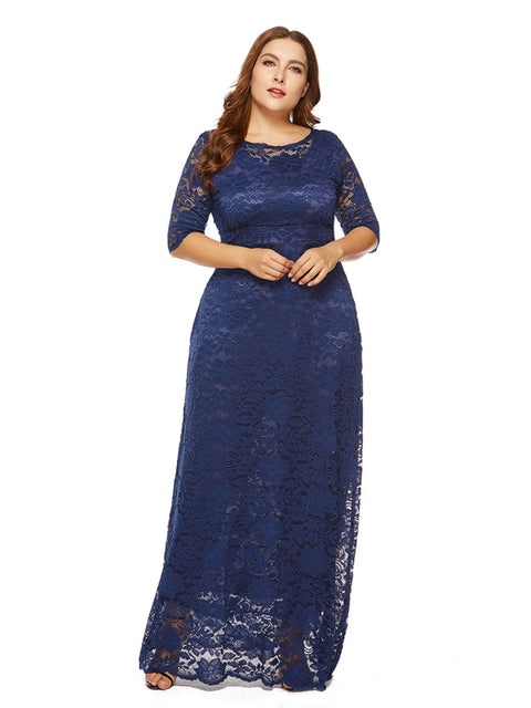Plus size women's new elegant lace dress