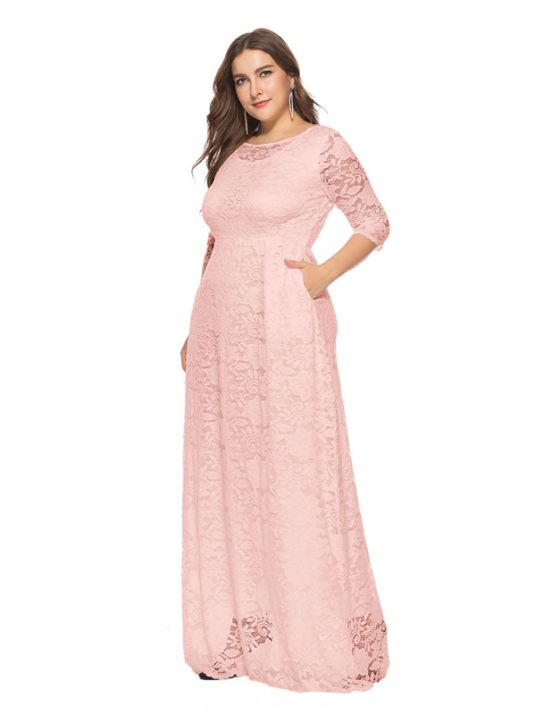 Plus size women's new elegant lace dress