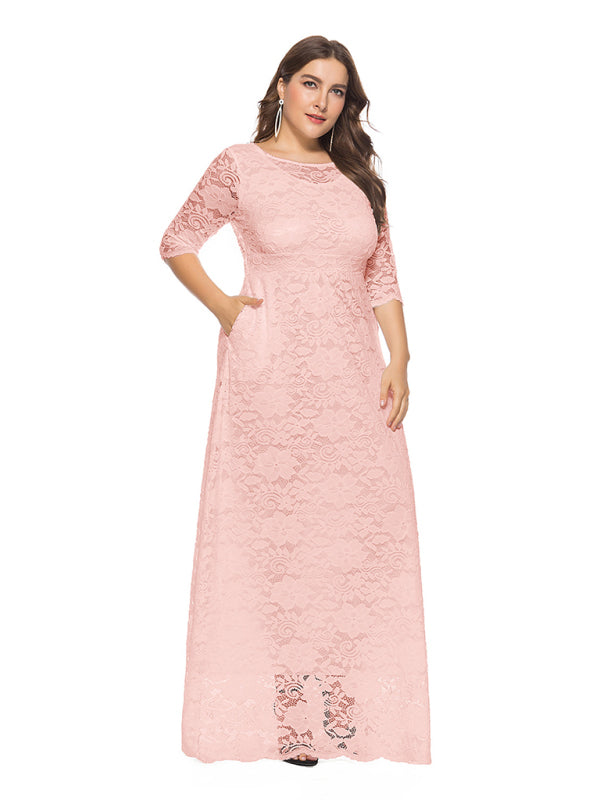 Plus size women's new elegant lace dress