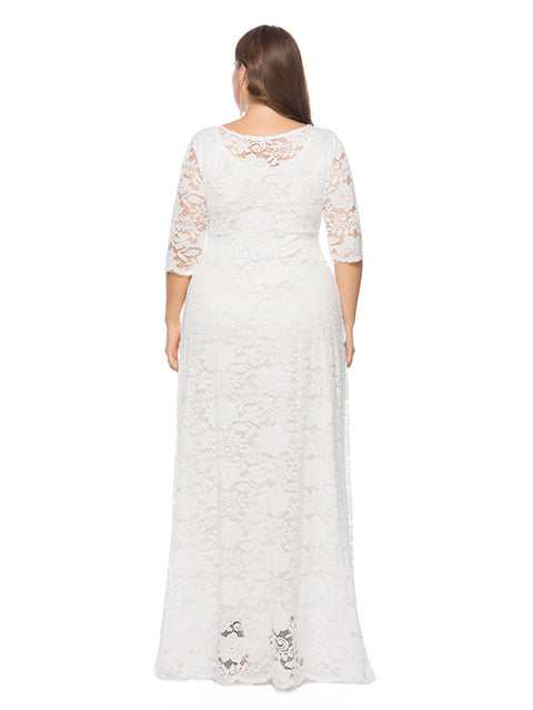 Plus size women's new elegant lace dress