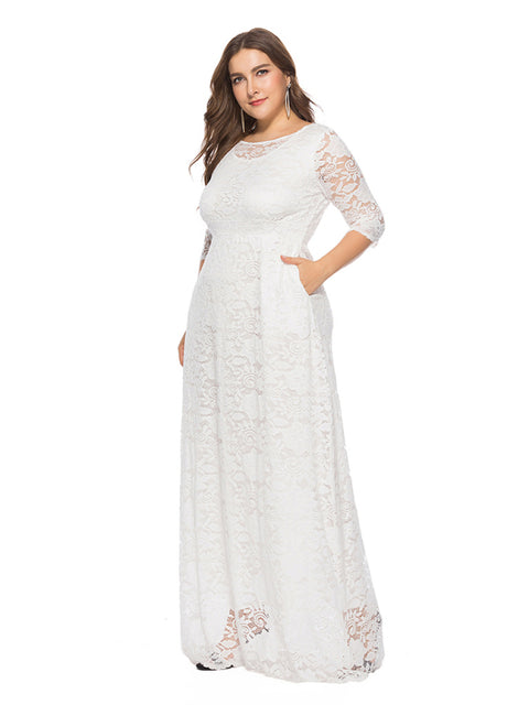 Plus size women's new elegant lace dress