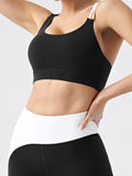 Eco-friendly recycled fabric contrast color yoga vest with chest pad - Rokkaku 18 online shop