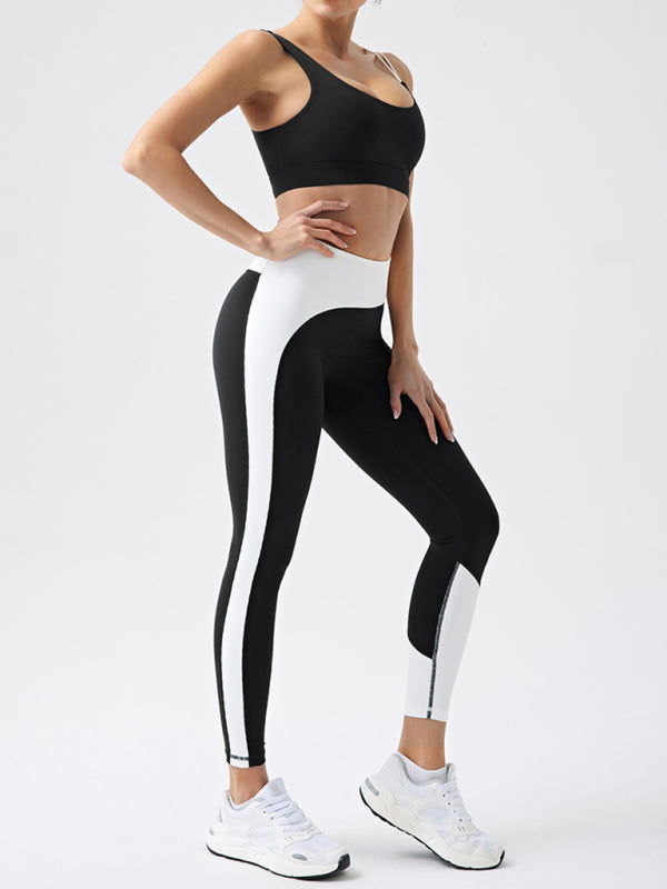 Eco-friendly recycled fabric contrast color yoga vest with chest pad - Rokkaku 18 online shop